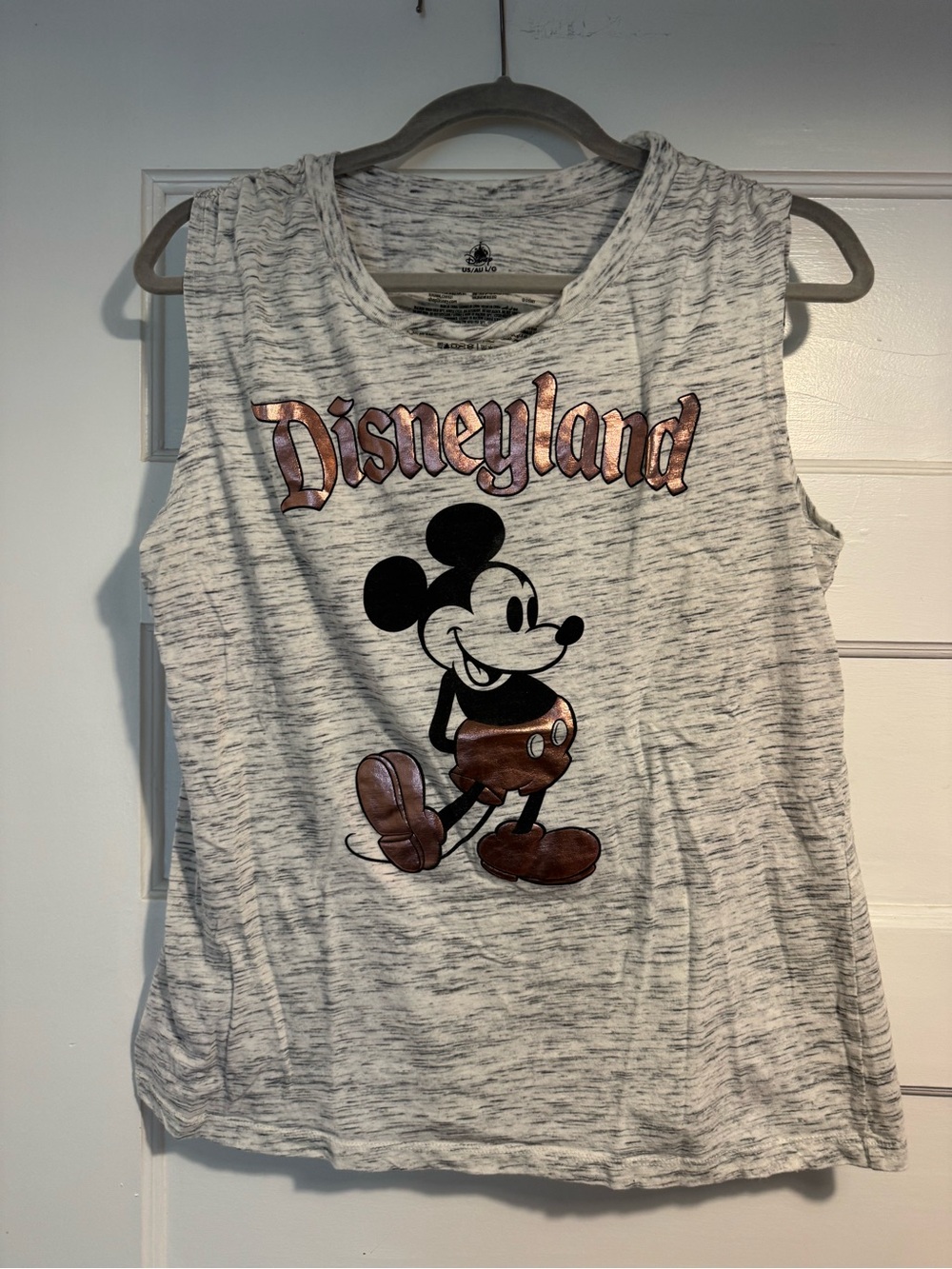 Disneyland Gray Heather Mickey Tank with Rose-Gold Lettering